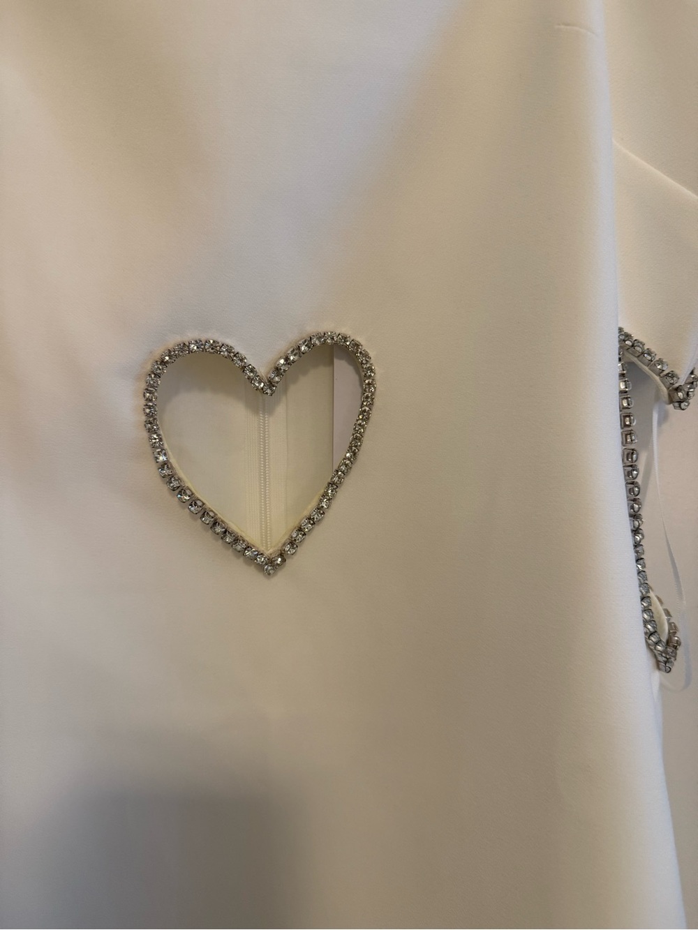 Nasty Gal White Mini Dress with Rhinestone Heart Cutouts - Picture 5 of 5